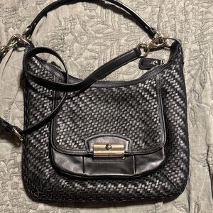 Coach Kristen Woven Leather Hobo Bag